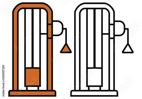 Canvas-taulu Flat vector illustration showing gym cable crossover exercise equipment in minim