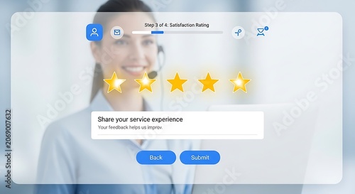 Customer service experience feedback form with star rating and options.