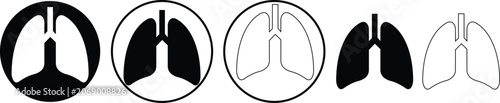 Fotografie Lungs icon set collection with respiratory system anatomy pulmonary healthcare m