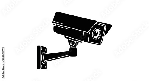 Foto Security Camera On Wall Mount Black And White Silhouette surveillance