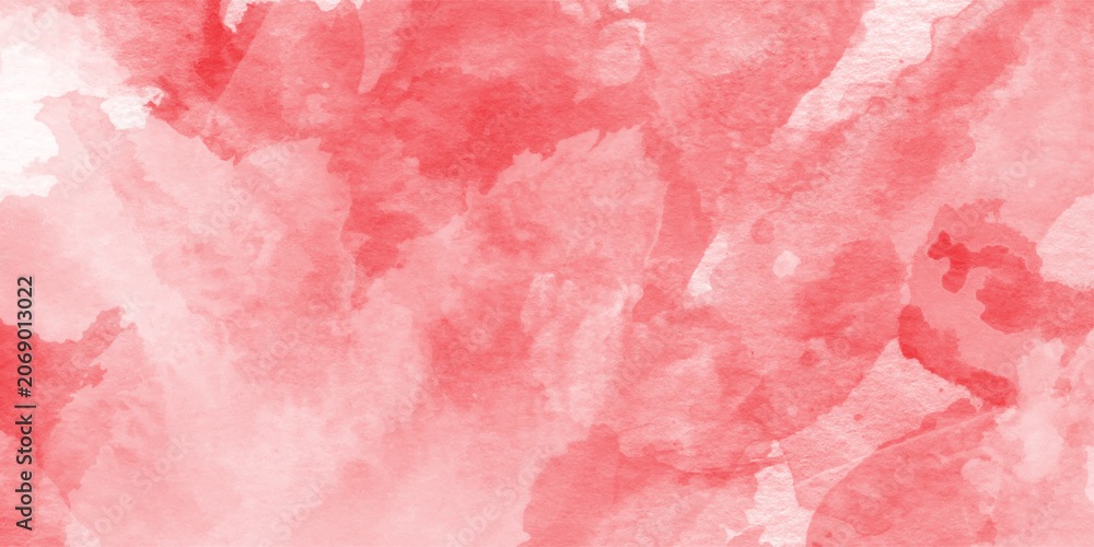 Fototapeta premium Abstract red watercolor splash background on textured white paper, for website banner design, christmas or valentine concept, spreading crimson red watercolor, elegant on red watercolor background.