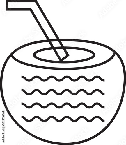 Coconut icon
Tropical coconut fruit flat line icon symbol, Minimalist organic coconut milk and oil logo design element