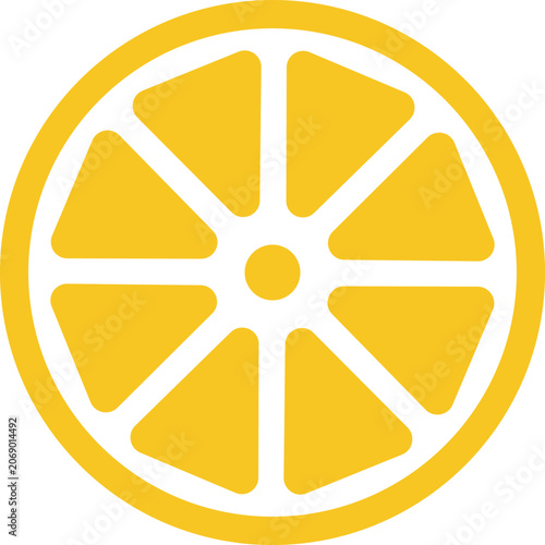 isolated citrus vector symbol, Fresh lemon slice icon, flat yellow citrus sign,  Minimalist lemon slice icon, sour fruit vector illustration