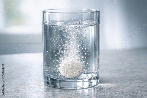 A glass filled with water and a white substance, possibly precipitate or impurities