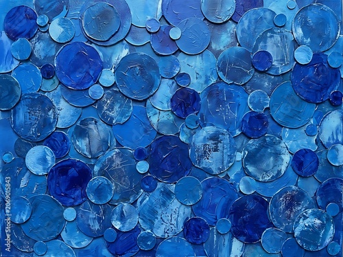 Abstract Blue Circular Pattern Texture Background.