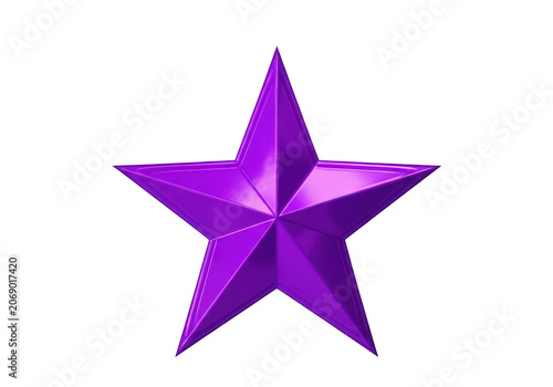 Shiny purple metallic star isolated on transparent background for festive holiday graphic design projects
