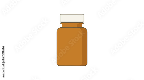 Fotografia Simple illustration of a brown pill bottle with a white cap on a white backgroun