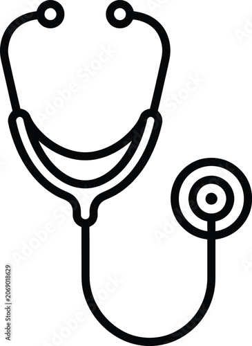 Modern stethoscope device vector icon - healthcare diagnostic line art
