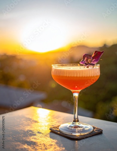 a beautiful cocktail in an aesthetic composition