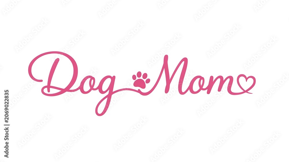 Fototapeta premium Dog Mom Pink Heart Paw Print Logo