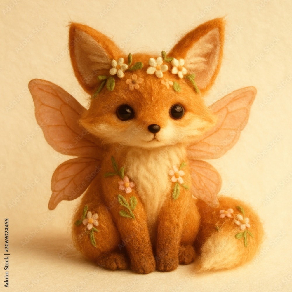 Fototapeta premium Whimsical felt fox fairy