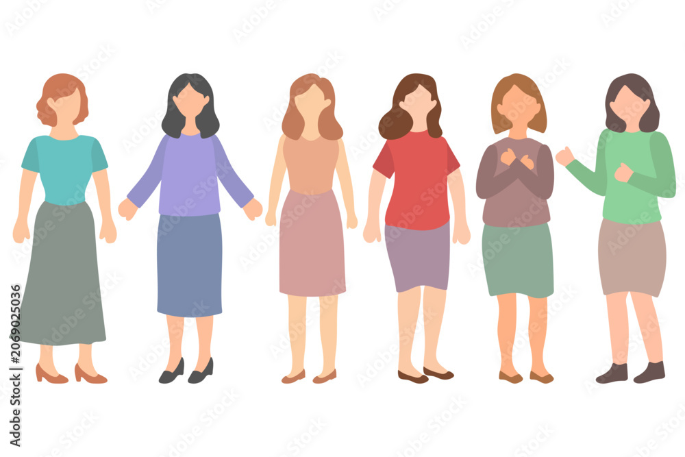 Obraz premium Diverse Group of Professional Women Standing Together Illustration