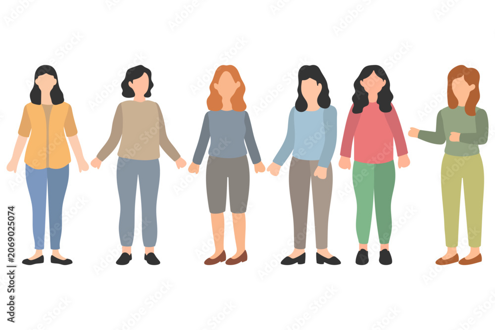 Obraz premium Diverse Group of Women Standing and Talking Together Illustration