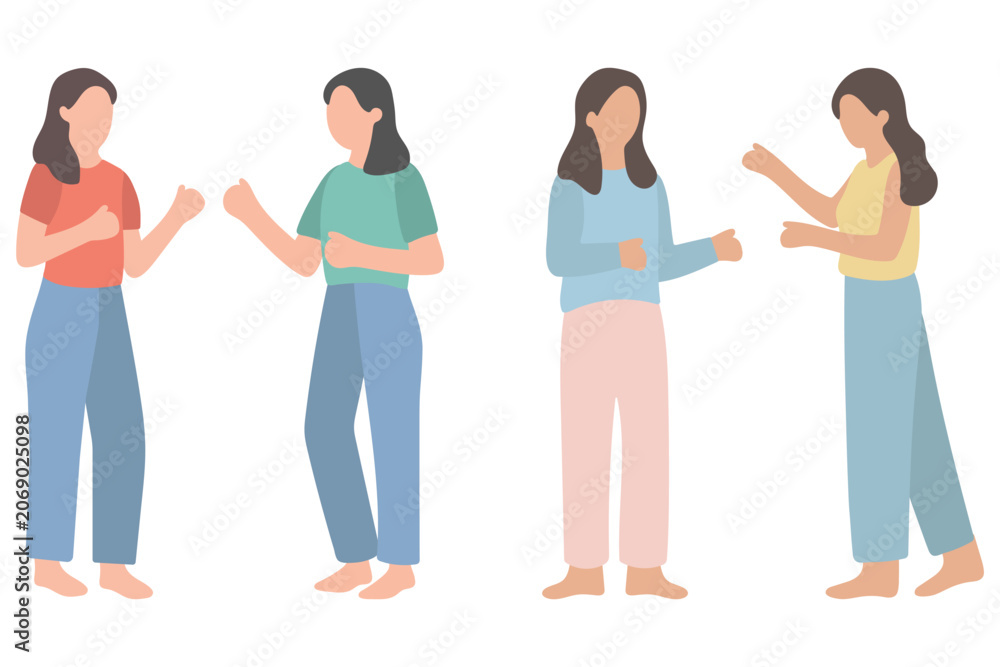 Fototapeta premium Four Women Standing and Having Conversation Illustration