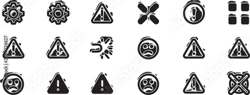 Schilderij op canvas Radiation Warning Icons Set with Hazard Triangles, Biohazard Symbol, and Medical