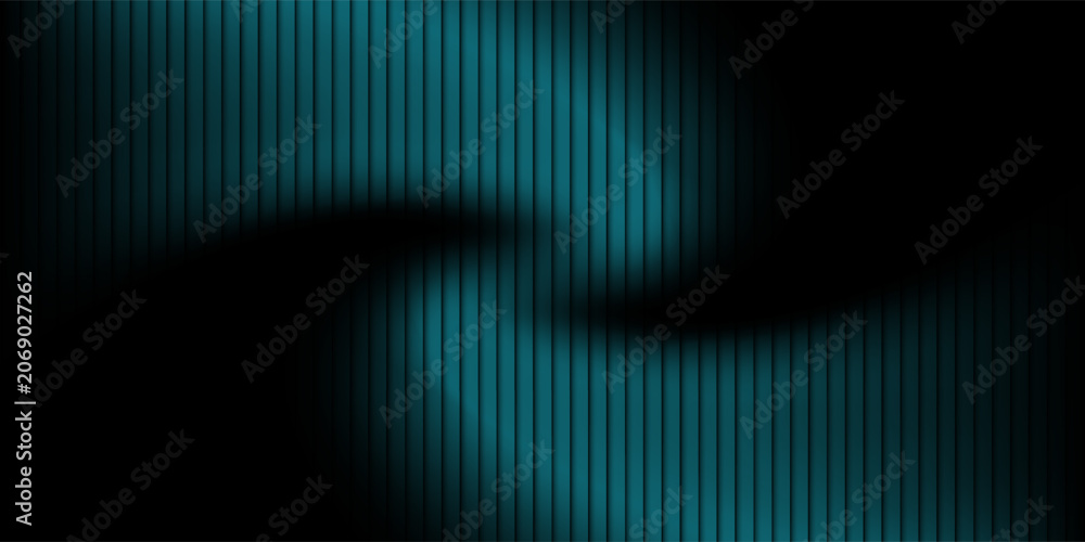 Obraz premium Ribbed abstract glass texture with vertical blue gradient lines, futuristic luminous background with elegant geometric symmetry, bold dynamic modern design pattern, digital vector illustration