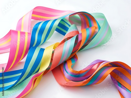 Rainbow colored twisted rope strands close up.