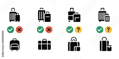 Tableau sur toile Luggage size check icons for travel airport security regulations and baggage policy documentation