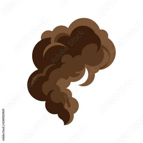 Cartoon smoke plume drifts gracefully in warm brown swirls