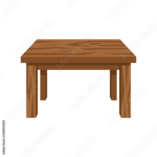 A simple brown wooden table isolated on a white background