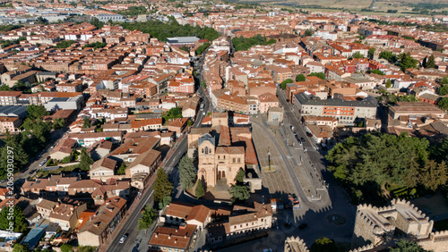 Εκτύπωση καμβά Overhead aerial view of main boulevard with church and urban blocks in Avila Spa