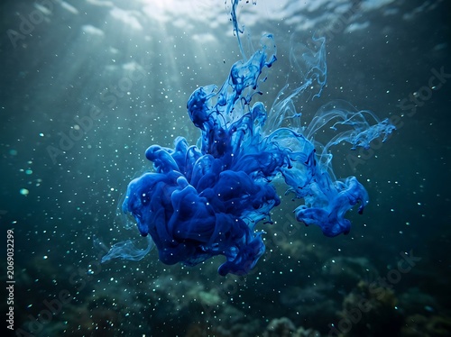 Underwater Plastic Pollution in Ocean Depths.