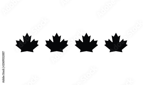 Four black maple leaf icons in a row