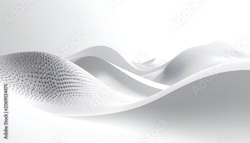 An abstract landscape of undulating white hills with textured surfaces.