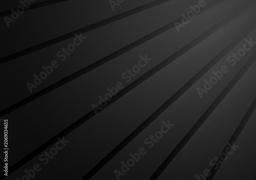 Lines running diagonally off-center on a black color gradient background for use with design layouts 