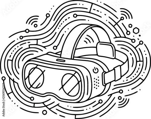 VR Headset Line Art Technology Icon