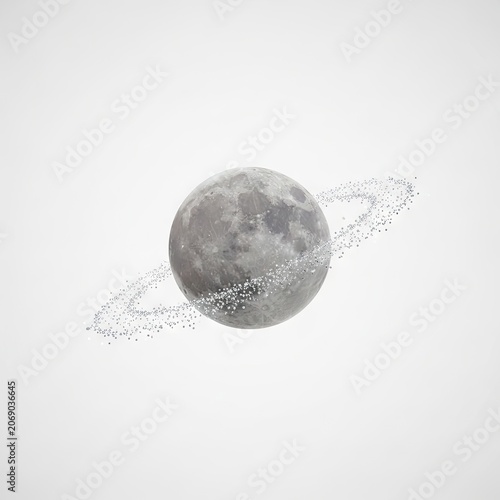 Moon with Rings Minimalist Design.