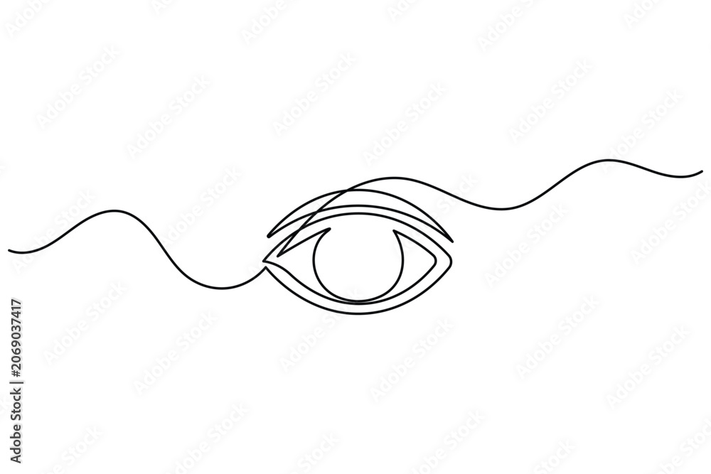 Fototapeta premium Eye One Line Art Continuous Line Drawing Minimal Outline Vector
