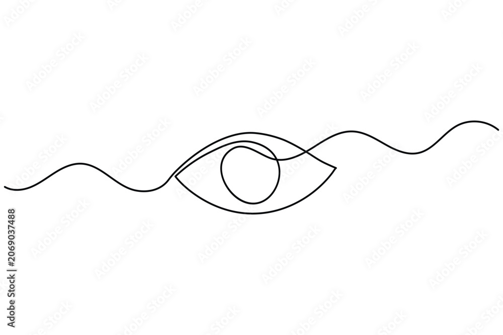 Fototapeta premium Eye One Line Art Continuous Line Drawing Minimal Outline Vector