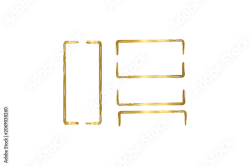 Gold bracket frames set with luxury brush stroke texture on white background