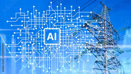 Canvas-taulu Artificial intelligence energy, AI powered smart grid manages electrical transmi