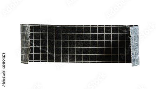 Peeled Black Paper Tape Texture with Fine Grid Pattern and Ripped Edges