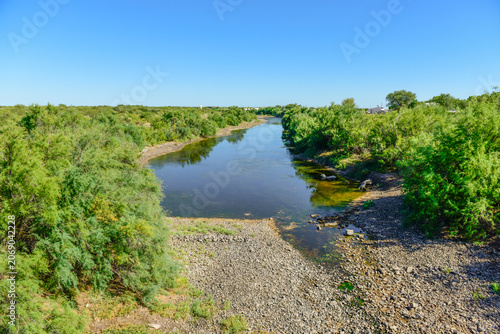 Bridge on Salado River or Chadileuvu River, La Reforma city, La Pampa Province, Argentina