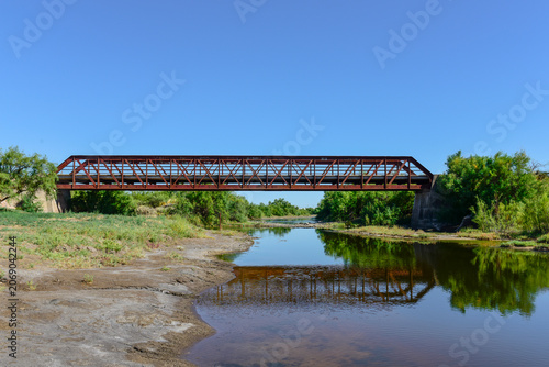 Bridge on Salado River or Chadileuvu River, La Reforma city, La Pampa Province, Argentina