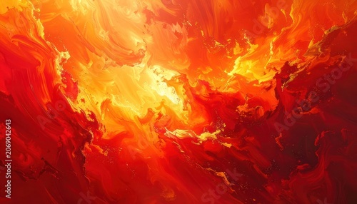 An abstract depiction of swirling fiery colors, dominated by intense reds and yellows, evoking a sense of heat and dynamism.