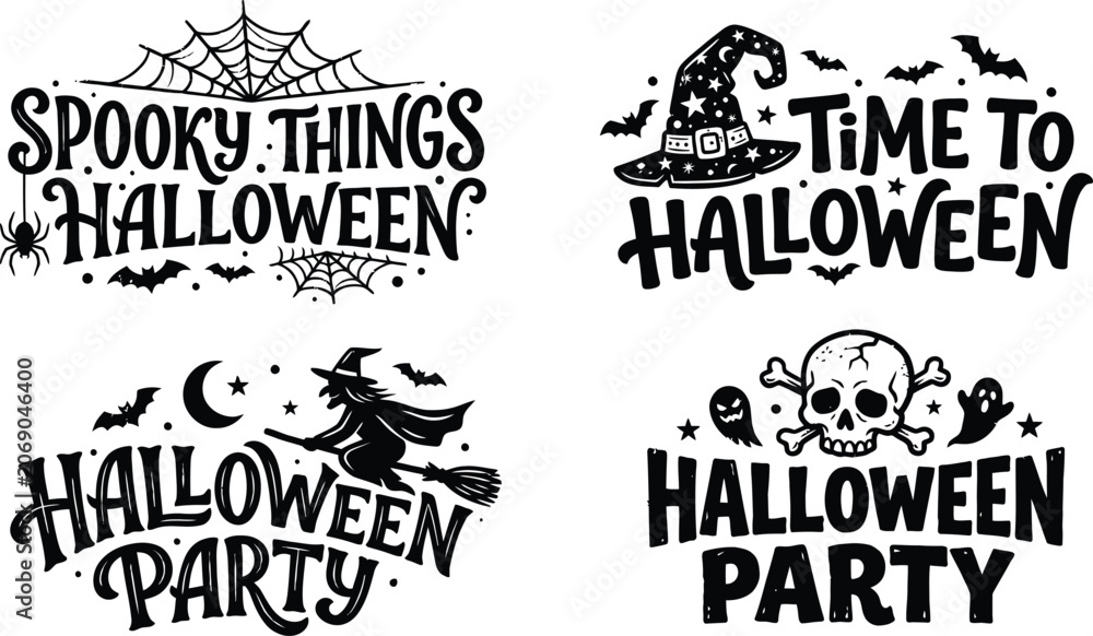 Obraz premium Helloween typography collection spooky designs for parties decorations and seasonal marketing