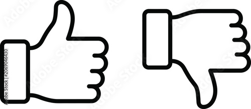 Tableau sur toile Thumbs up and thumbs down line icons set representing like and dislike feedback