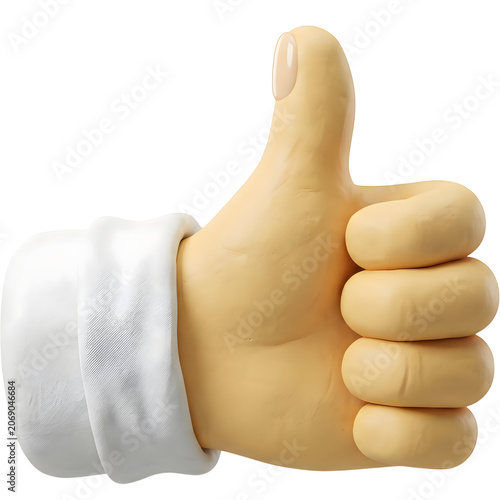 thumbs up, cartoon hand, approval gesture, 3D illustration