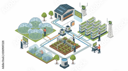 Photography Modern Smart Farm Technology and Sustainable Agriculture Systems.