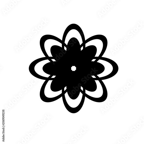 Vector image of a flower, black, white, gray, natural, imaginative, fantasy flower shapes, brightness and splendor, saturation and tenderness, on a white background