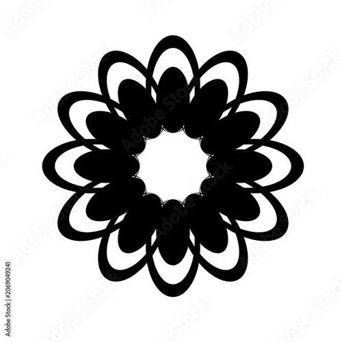 Vector image of a flower, black, white, gray, natural, imaginative, fantasy flower shapes, brightness and splendor, saturation and tenderness, on a white background
