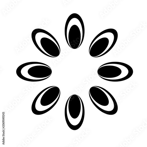 Vector image of a flower, black, white, gray, natural, imaginative, fantasy flower shapes, brightness and splendor, saturation and tenderness, on a white background