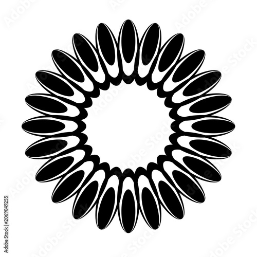 Vector image of a flower, black, white, gray, natural, imaginative, fantasy flower shapes, brightness and splendor, saturation and tenderness, on a white background