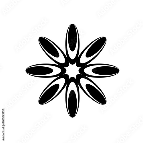 Vector image of a flower, black, white, gray, natural, imaginative, fantasy flower shapes, brightness and splendor, saturation and tenderness, on a white background