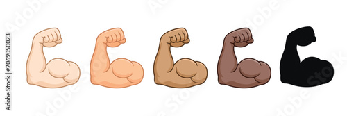 Tableau sur toile Muscle icons, flexed bicep arm symbols representing strength, fitness, power, achievement and athletic performance, vector illustration