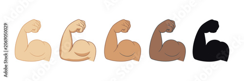 Photos Muscle icons, flexed bicep arm symbols representing strength, fitness, power, achievement and athletic performance, vector illustration